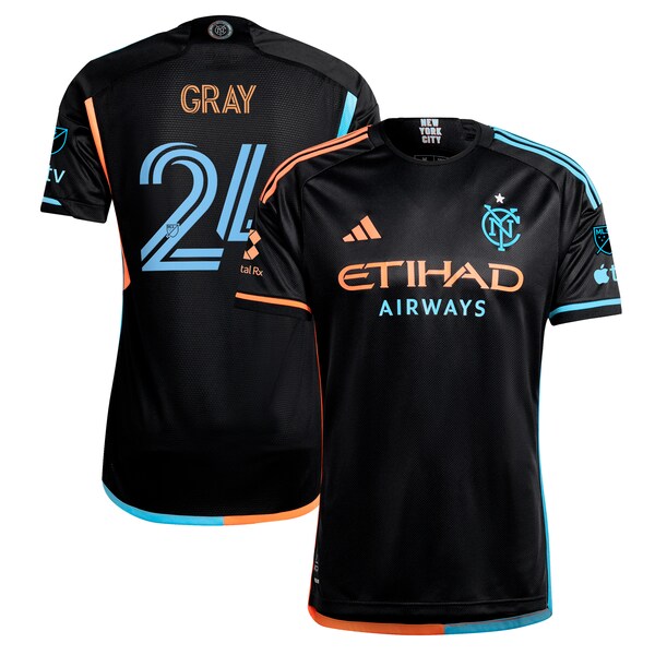 Tayvon Gray New York City FC adidas 2024 24/7 Kit Authentic Player Jersey - Black