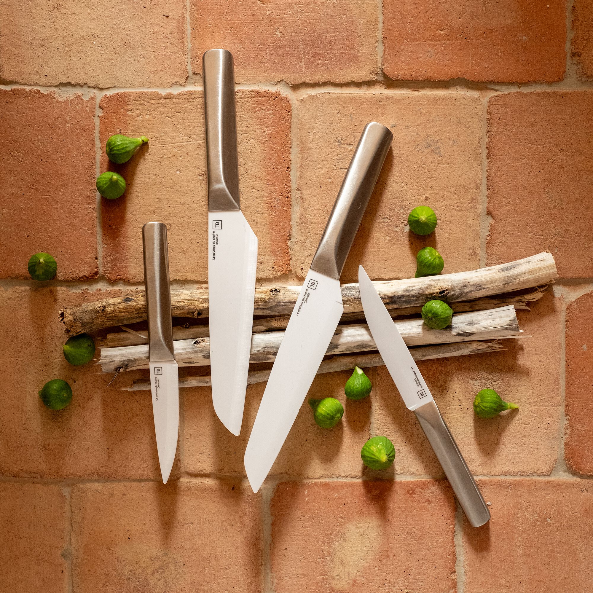 METALIS - Couteau chef en céramique et manche en inox - gris métallisé