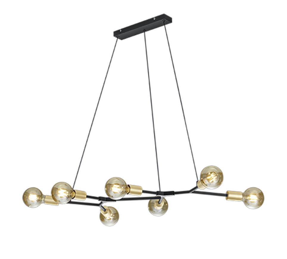 Lampa wisząca czarno-złota CROSS 7xE27x28W wym: 150x91x45 cm Trio
