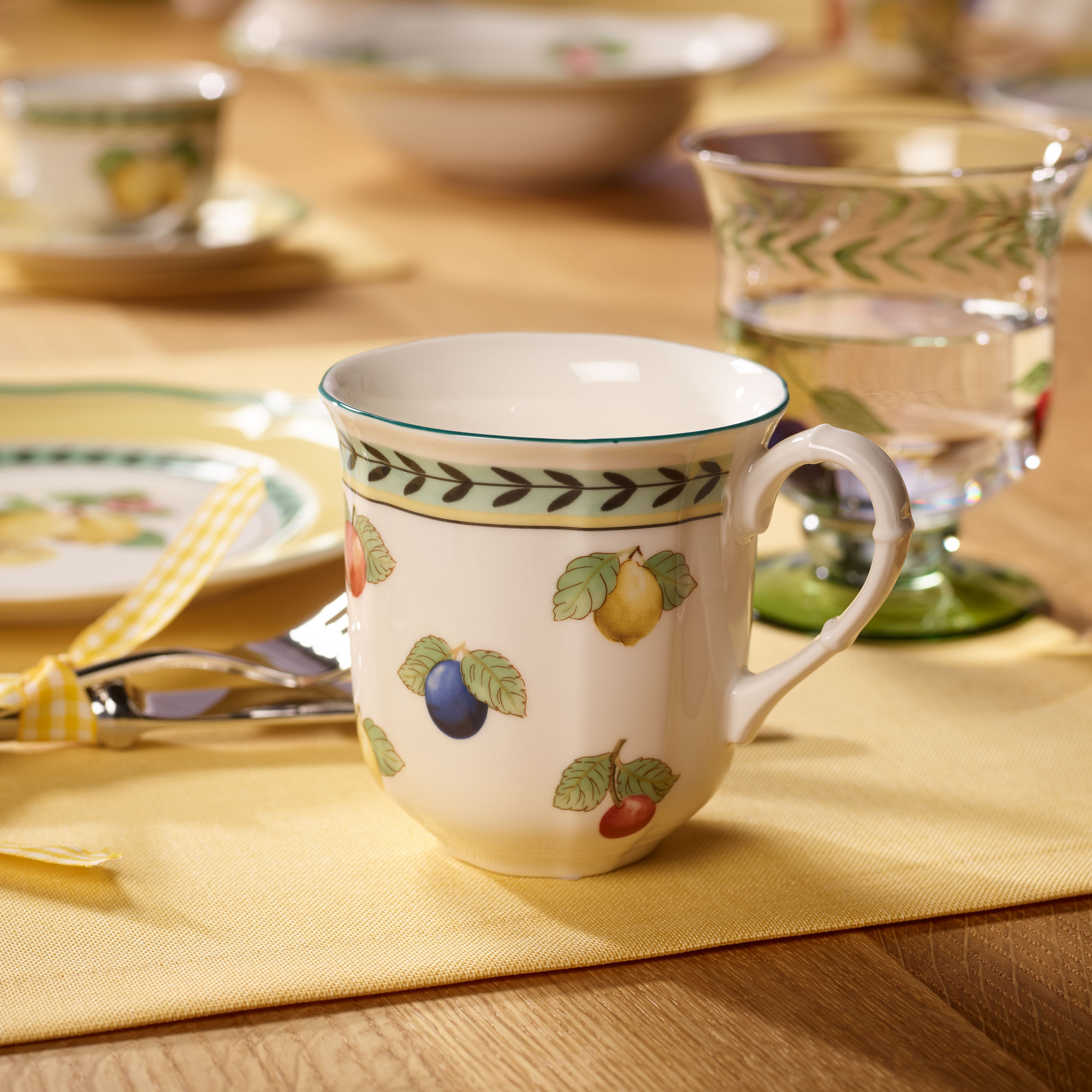 French Garden Mug - Multi-colored, 8.5 oz, Premium Porcelain
