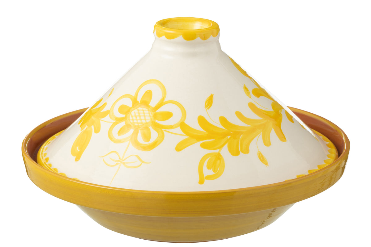 J-Line tajine Granada - keramiek - wit/geel