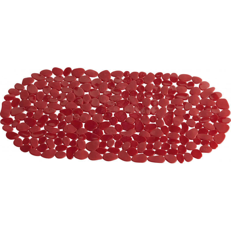 GALET - Tapis de douche anti-dérapant rouge 70x35cm