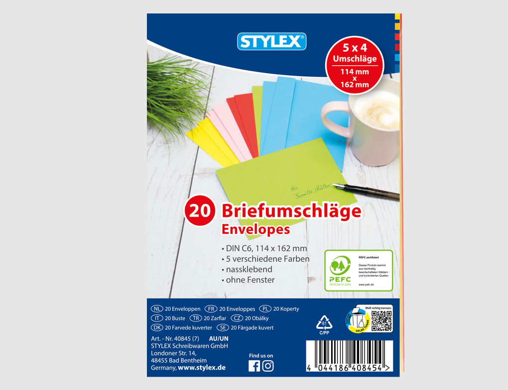 Briefumschläge C6 5 Farben