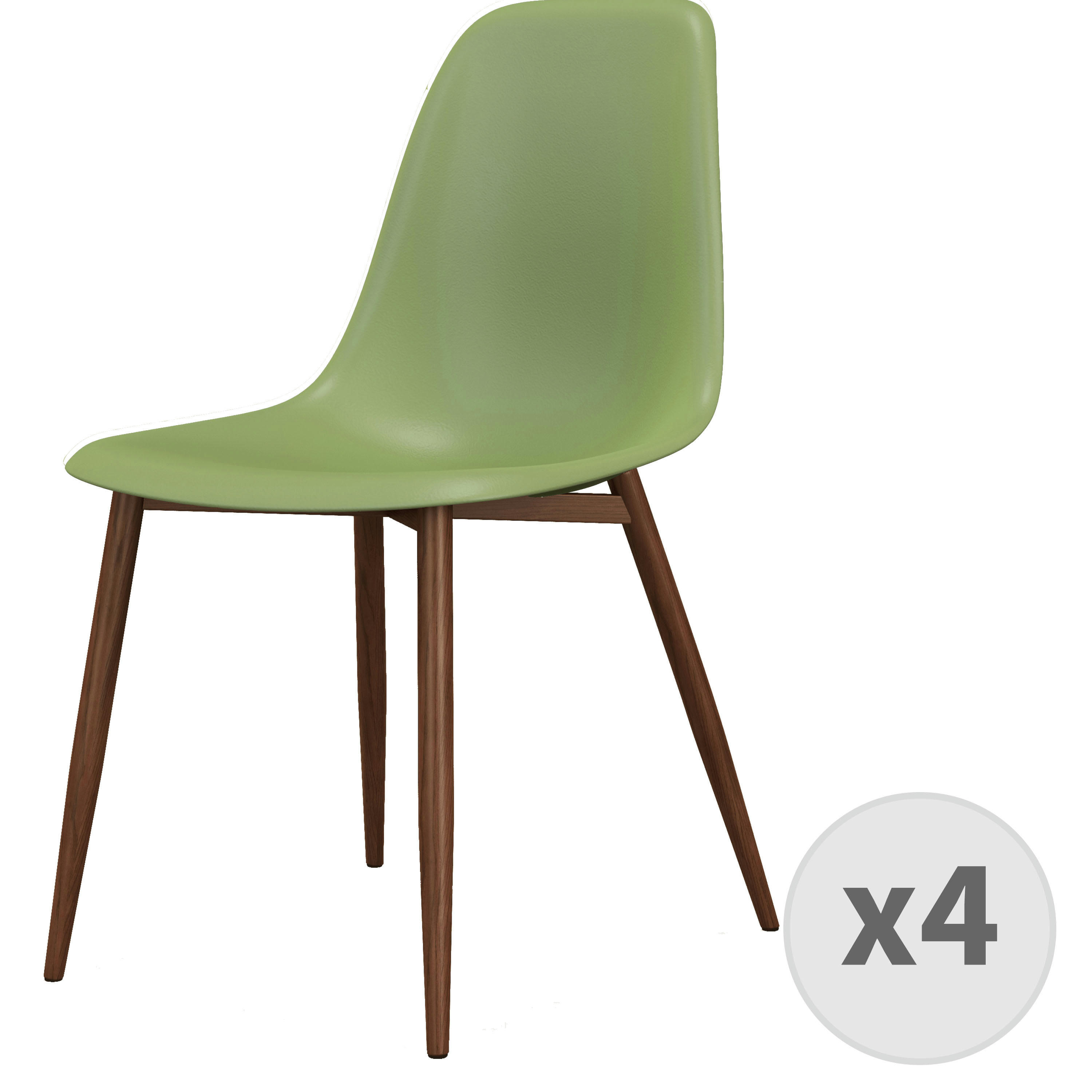 ESTER - Chaise Coque Sauge et métal noyer (x4)