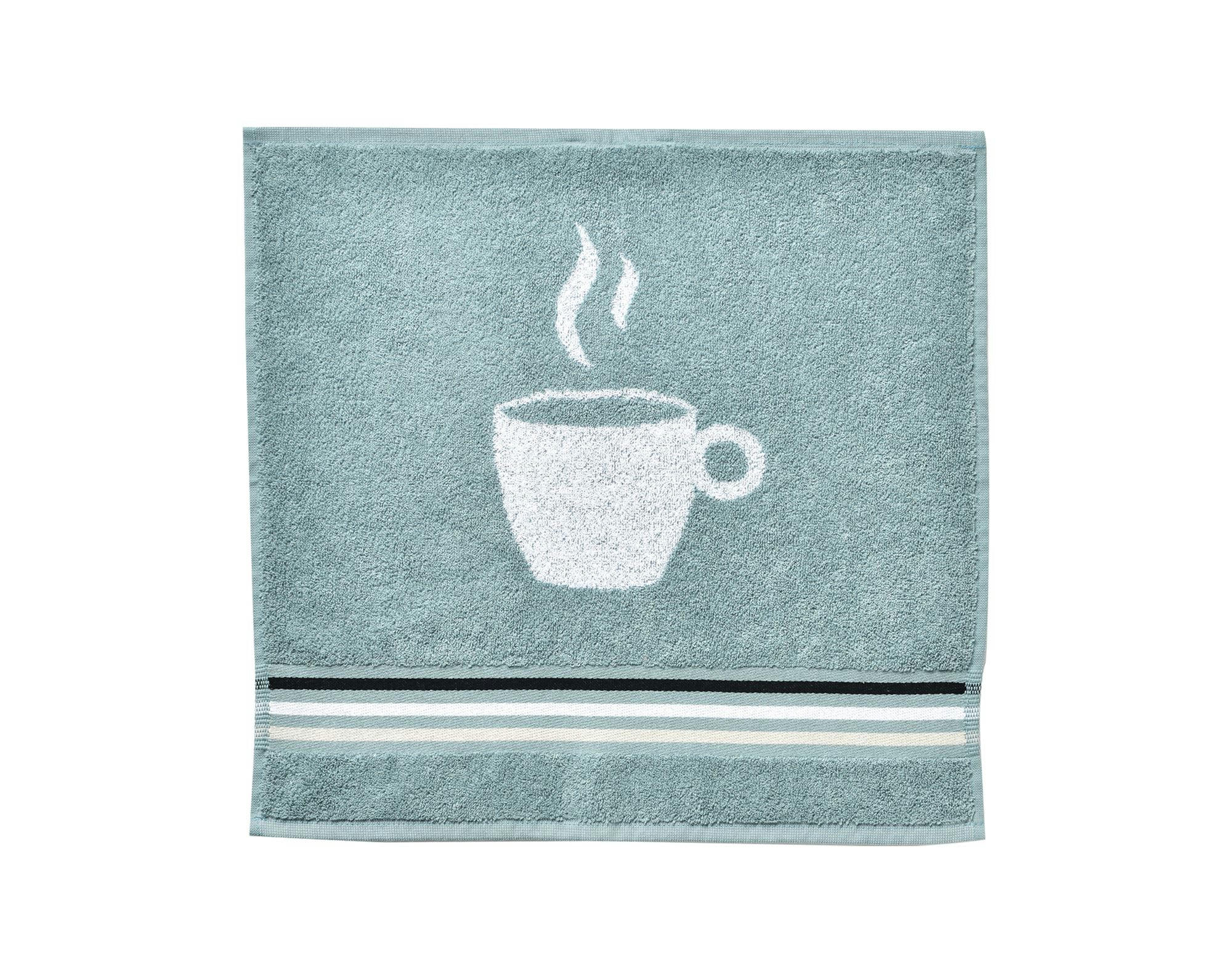 BON APPETIT - Lot de 3 essuie-mains 50x50 bleu grisé en coton