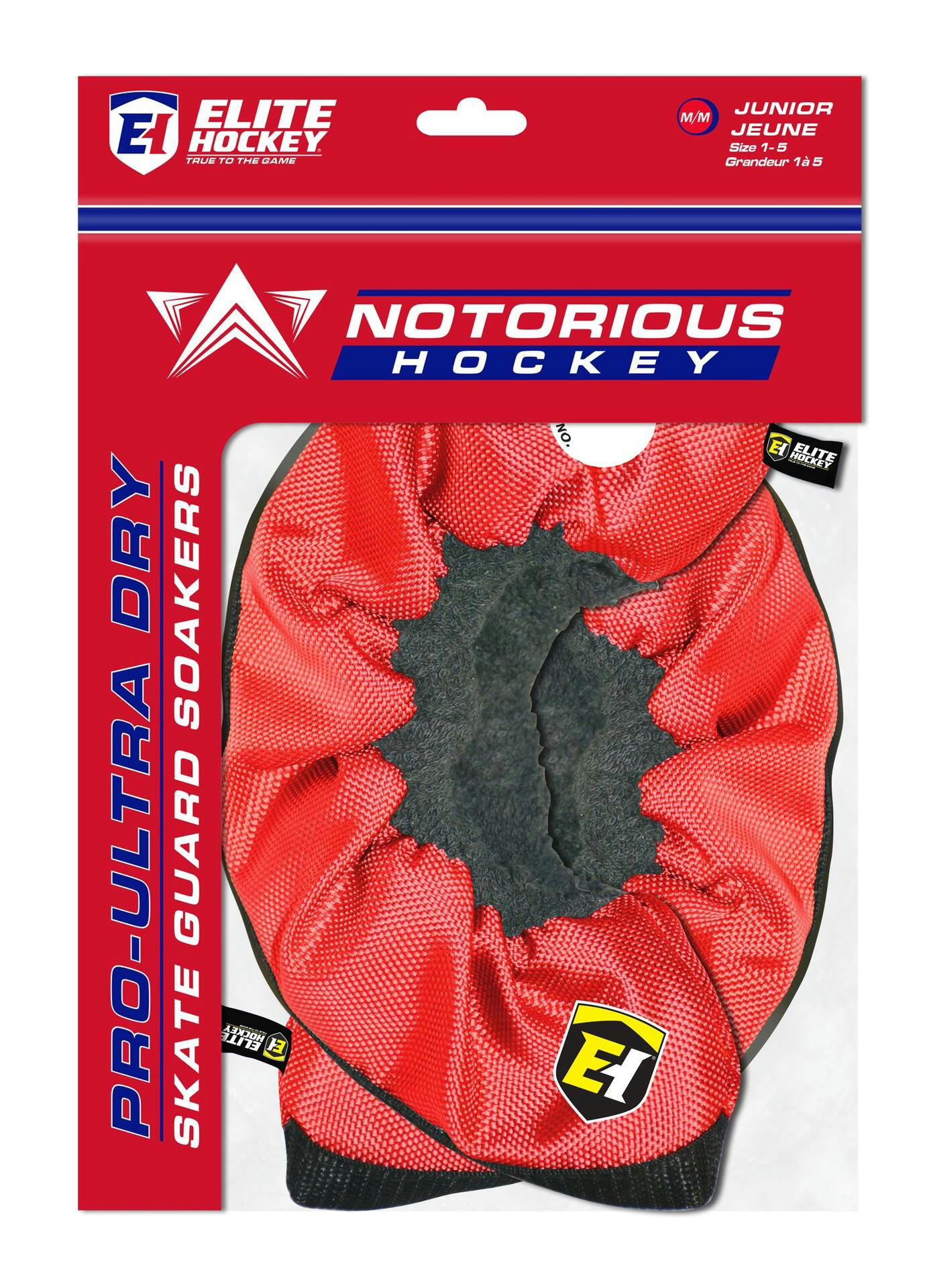 Elite Hockey Notorious Pro-Ultra Dry Soakers Skate Guards, Red, Assorted Sizes