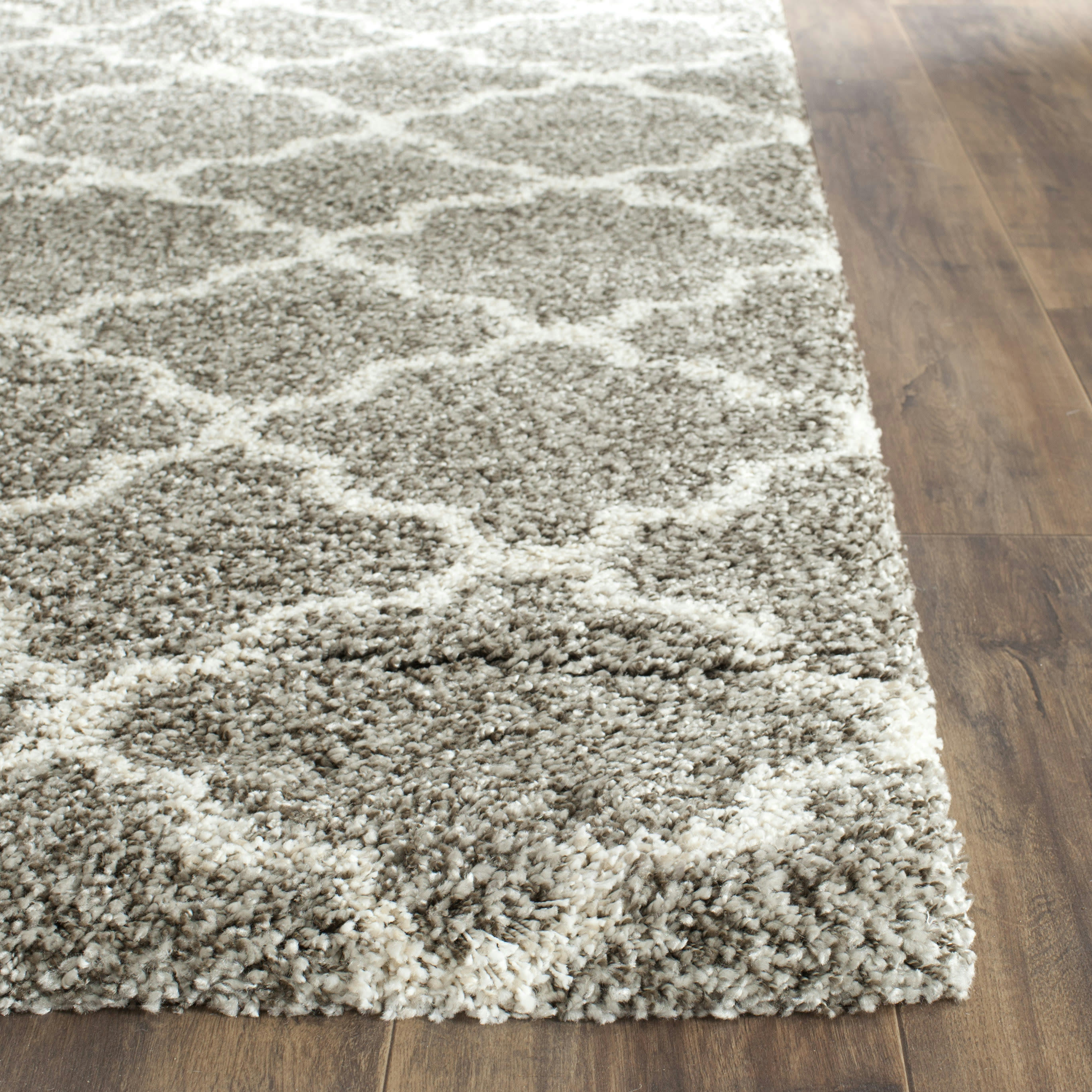 HUDSON SHAG - Tapis de salon interieur en gris & ivoire, 155 x 229 cm