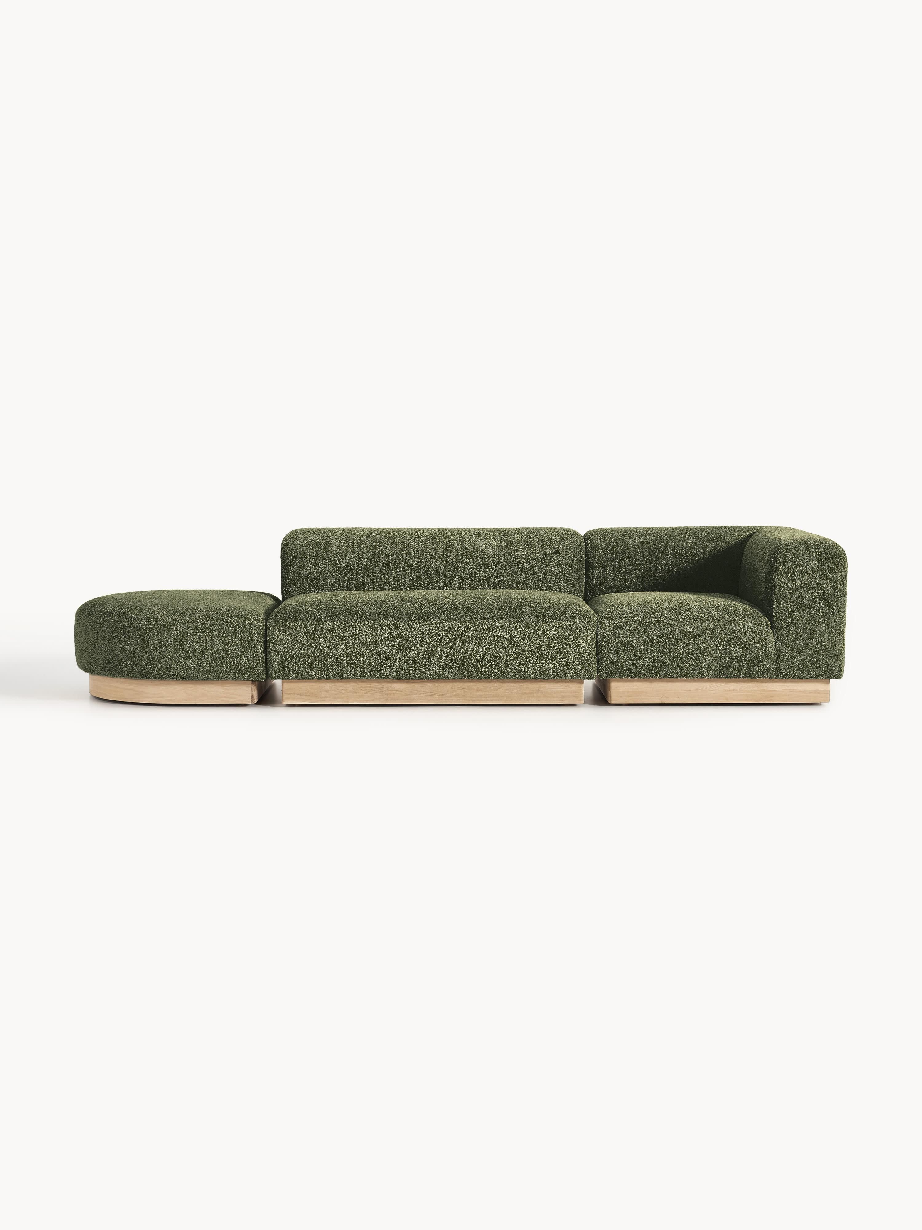 Modulare Ottomane Natalie aus Teddy-Bouclé mit Hocker (links/rechts)