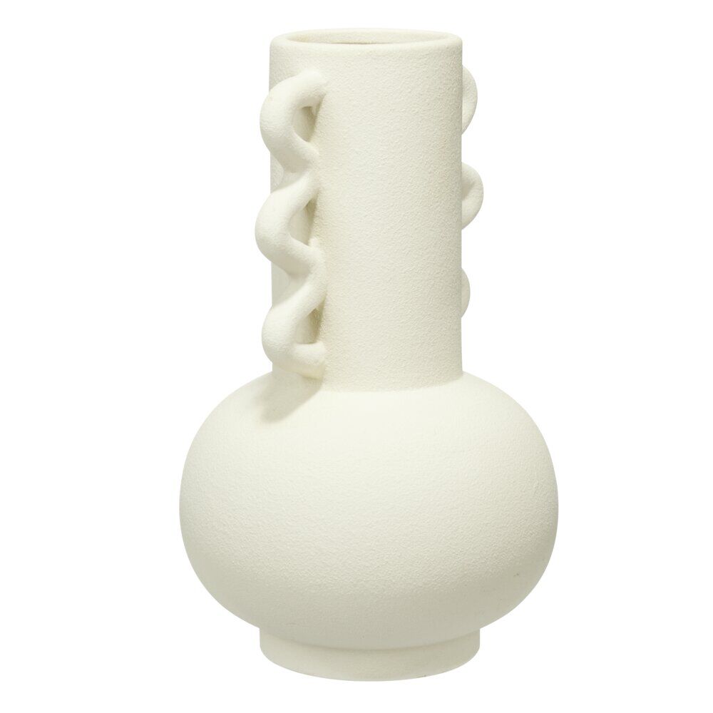 Vase céramique anses oreillettes blanc Ø12,5xH20,5cm
