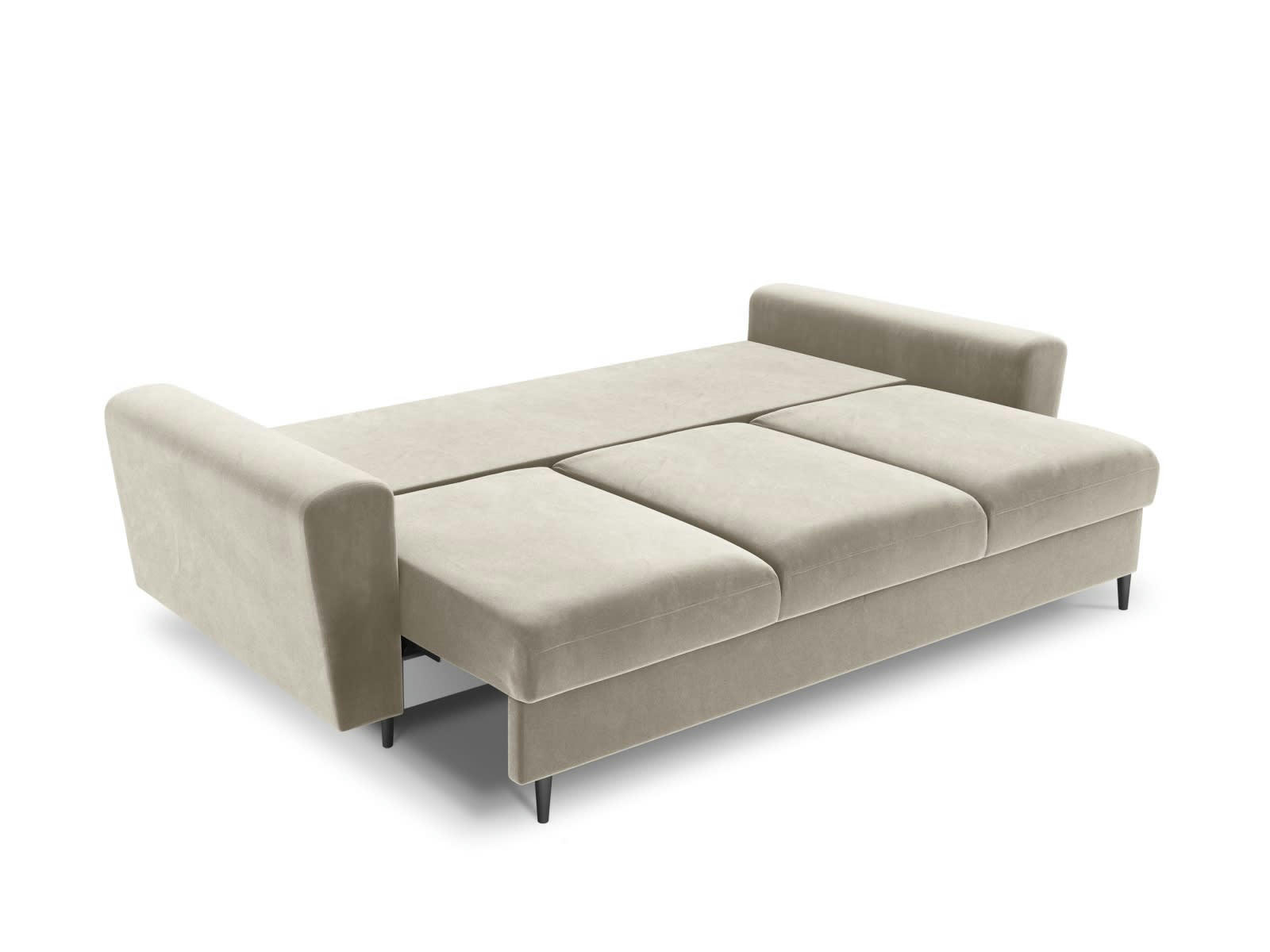 MOGHAN - Canapé convertible 3 places en tissu velours beige