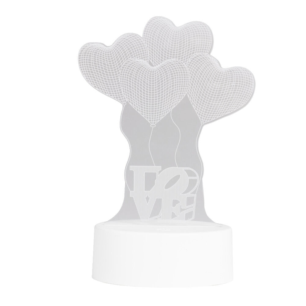 Lampe LED 3D filigrane ballons coeurs LOVE 12,5x9,8xH18,5cm