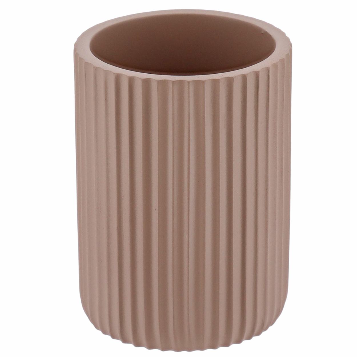 Kubek na szczoteczki prążkowany cappuccino