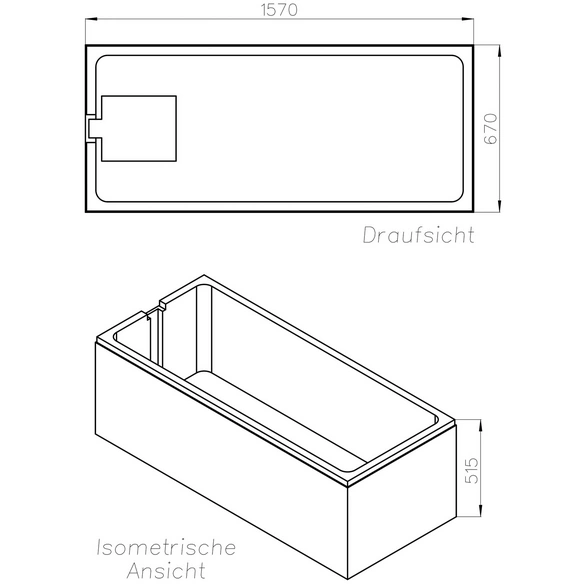 Wannenträger »Viva«, BxHxL: 67 x 51,5 x 157 cm, weiß