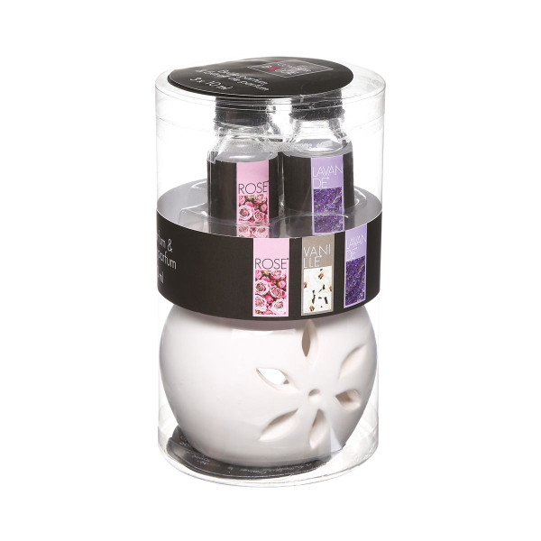 Kominek do aromaterapii ceramiczny 3 olejki zapachowe