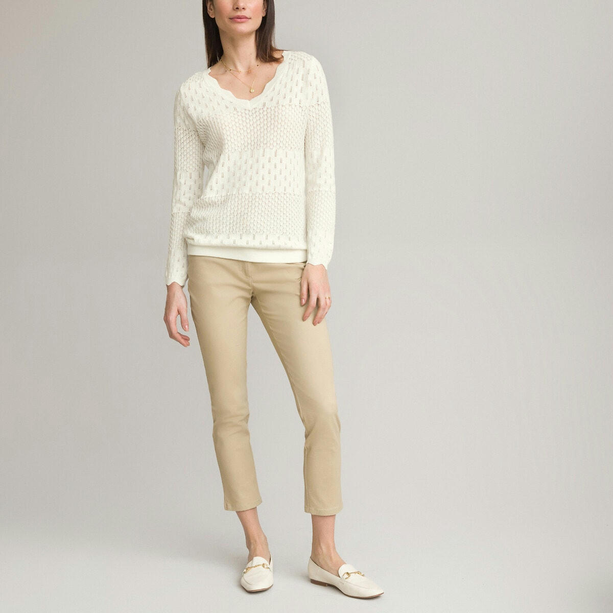Pantalon droit 7/8ème, coton stretch
