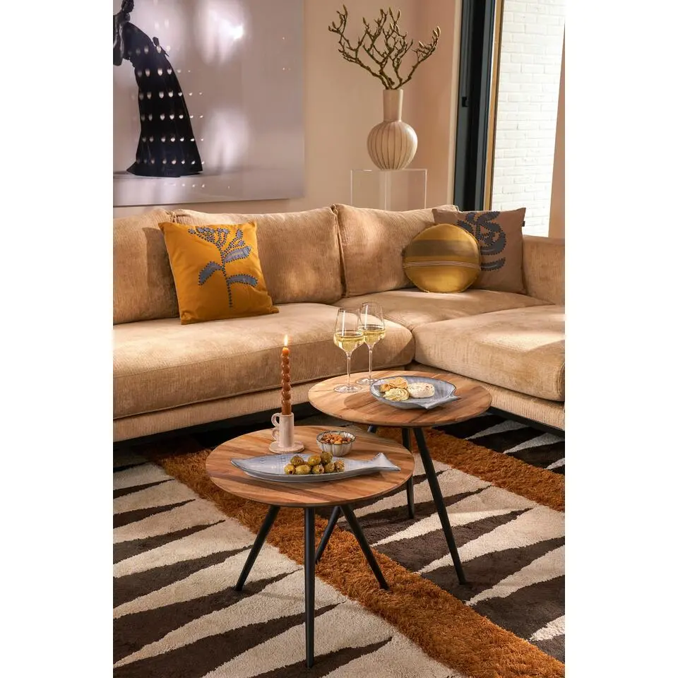 Mica Decorations Jailey Bijzettafel - Set van 2 - H49 x &Oslash;50 cm