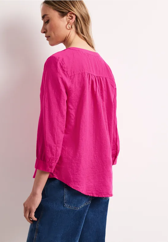 Bluse mit Split Neck aus Leinenmix