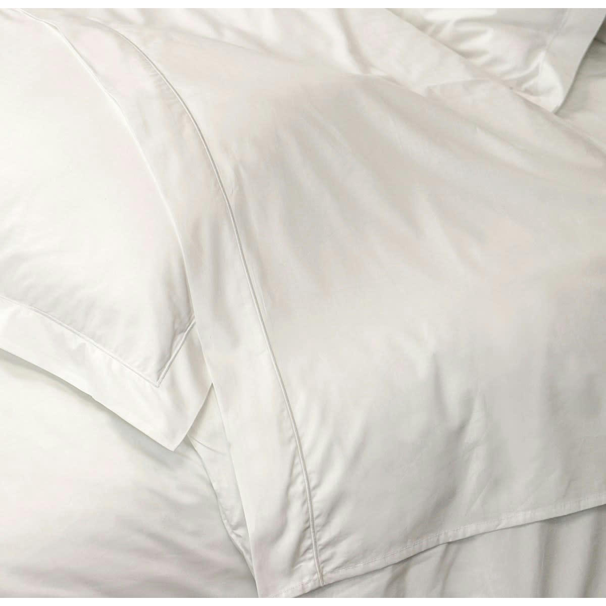PARURE DRAP ET TAIE DESIREE - Parure drap plat et taies en percale de coton blanc 180x290 cm