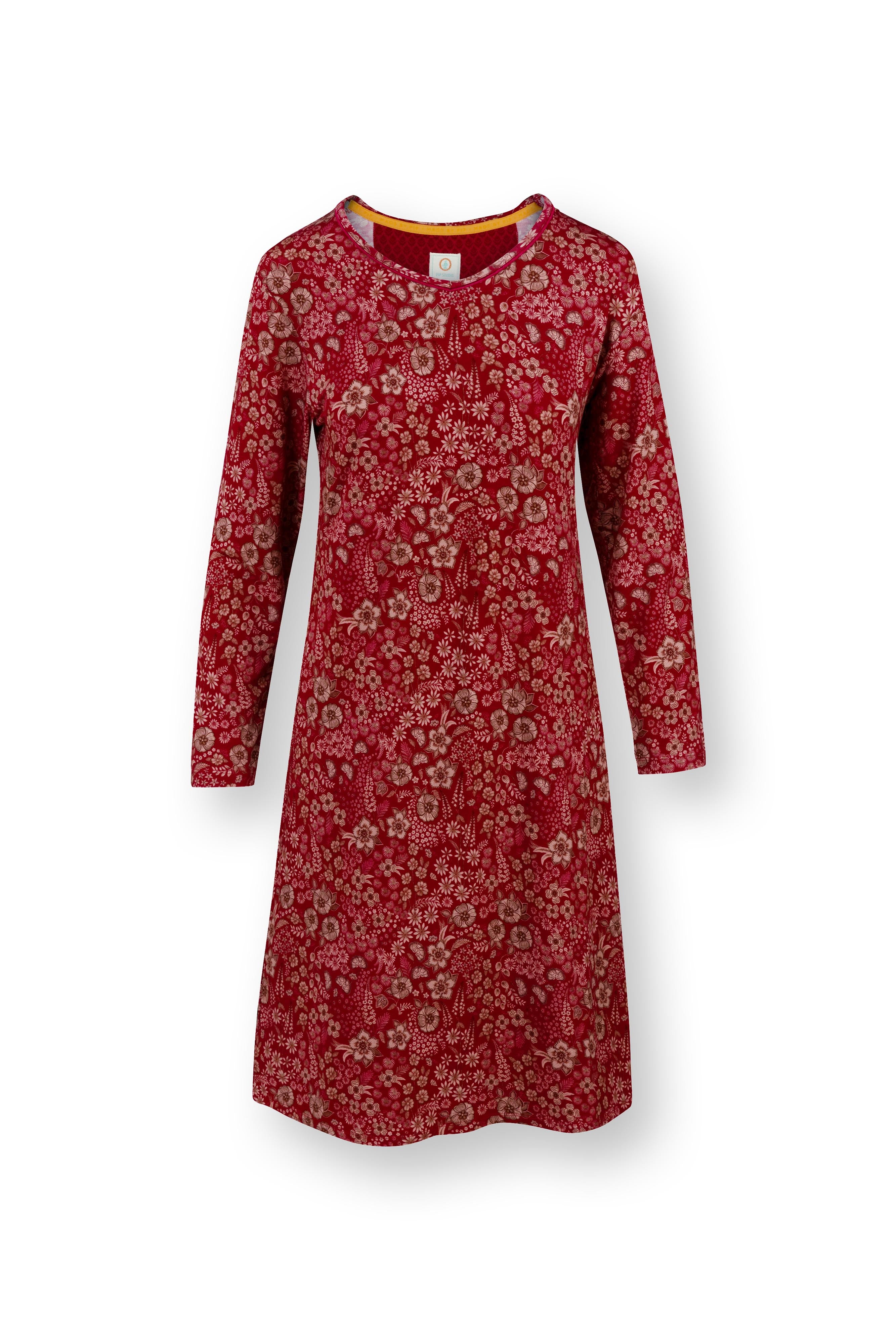 Pip Studio - Danai Nachthemd Lange Mouw Dames - Daisy Dreams - Rood - M
