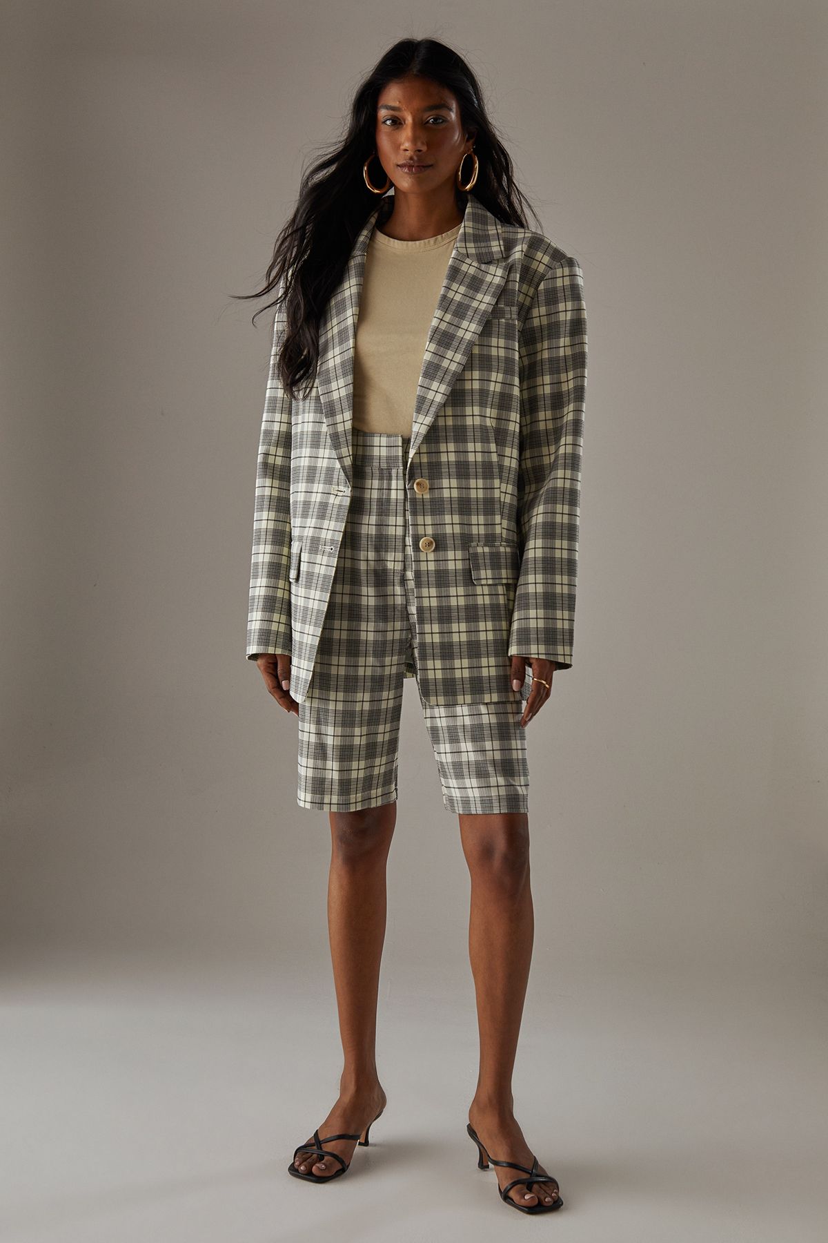 Warehouse Oversized Check blazer