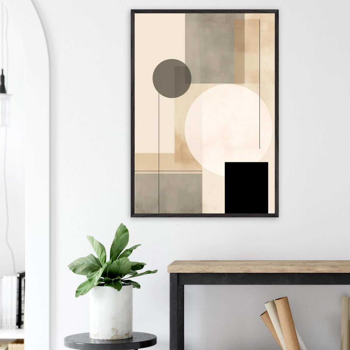 Artfulprints Poster Japandi abstract  - 70x100 cm - Taupe