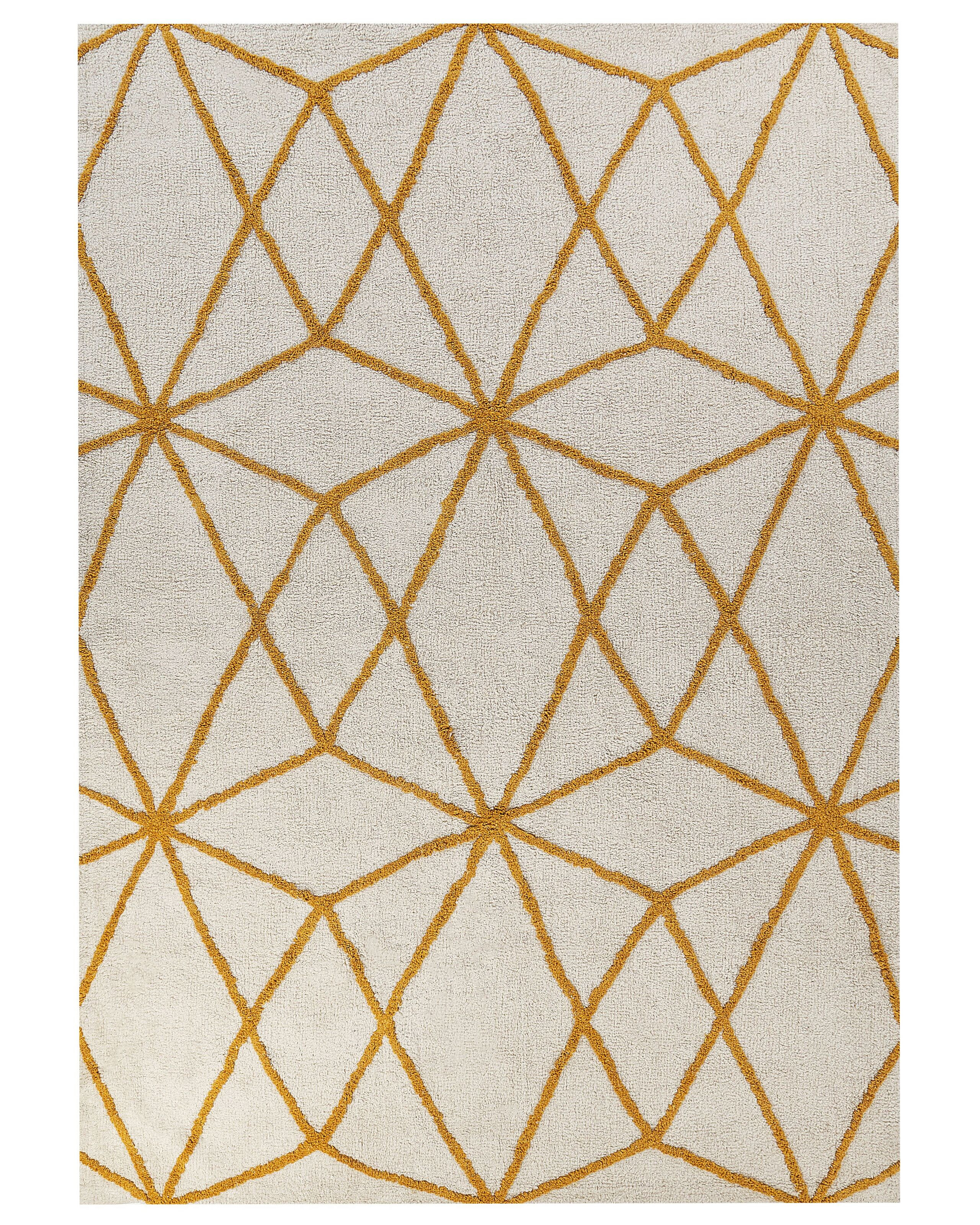 Dywan bawełniany 160x230 cm biały z żółtym