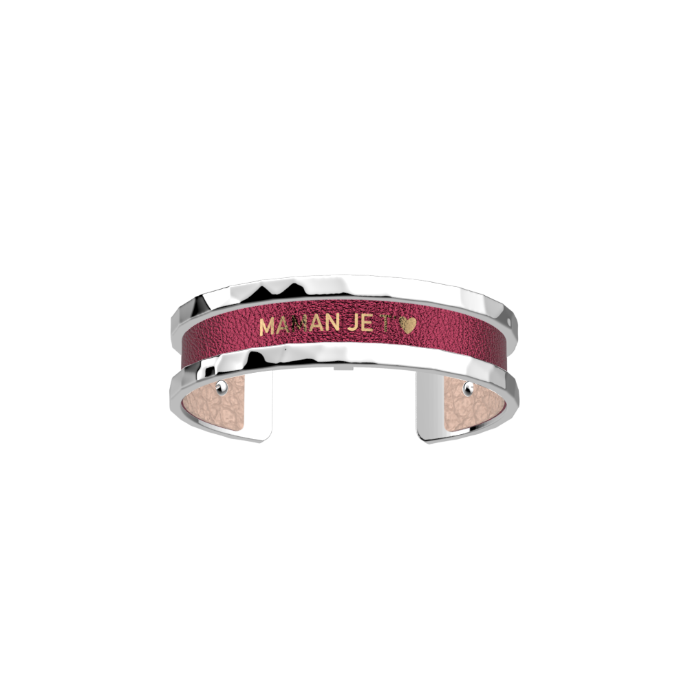Manchette Pure Martelée, cuir réversible Dragée / Grenade Dorure &agrave; Chaud