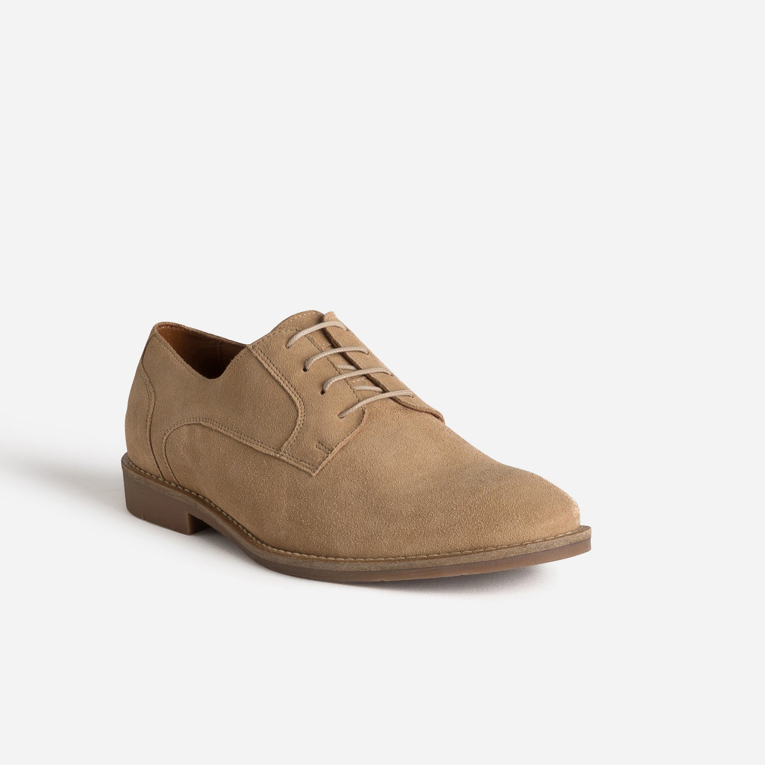 Derby beige cuir velours