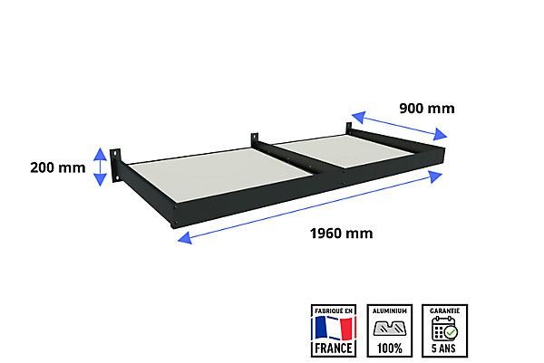 Auvent pour porte d'entrée aluminium gris anthracite Alumin'home Columbia 1,96 X 0.90 m