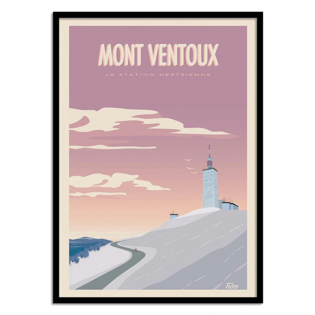 TUROMEMORIESSTUDIO - MONT VENTOUX - TURO - Affiche d'art avec Cadre bois noir - 30 x 40 cm