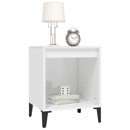 NNEVL Bedside Cabinets 2 pcs High Gloss White 40x35x50 cm