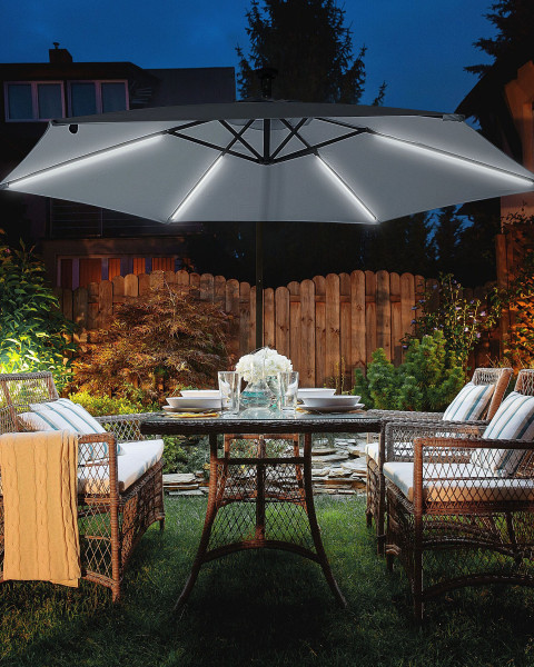Parasol ogrodowy składany LED 285cm szary