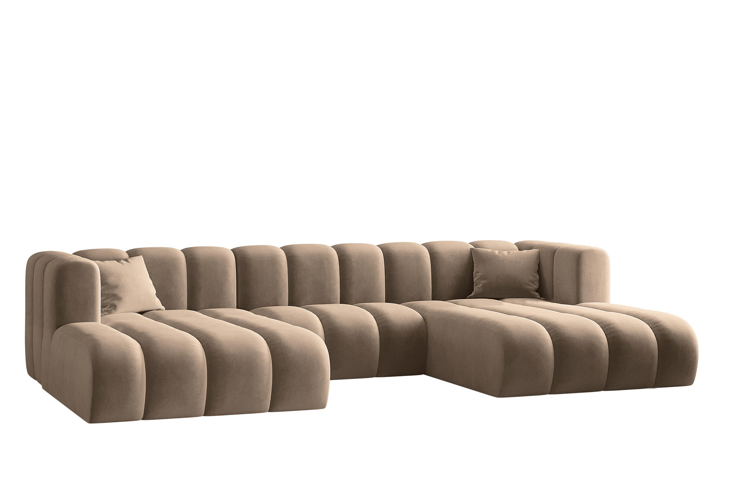 Sofa w kształcie litery U, Grand modułowa z tkaniny Salvador Ciemnobeżowy