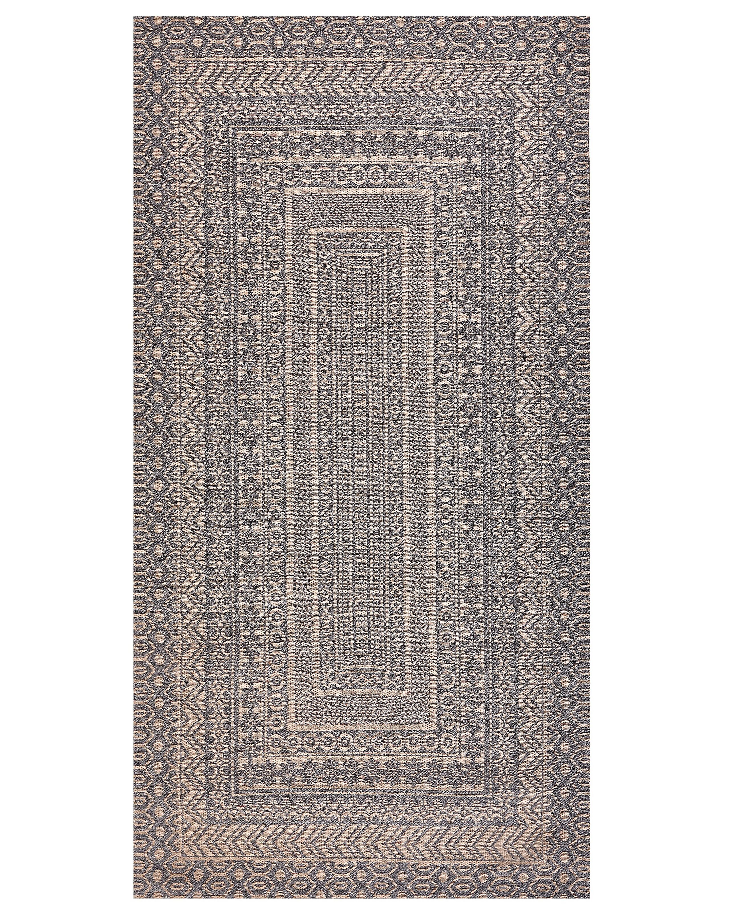 Dywan wzór geometryczny 80 x 150 cm beżowo-szary