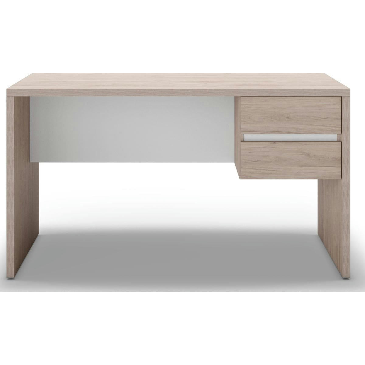 JESS - Bureau 2 tiroirs effet bois et blanc 136 cm
