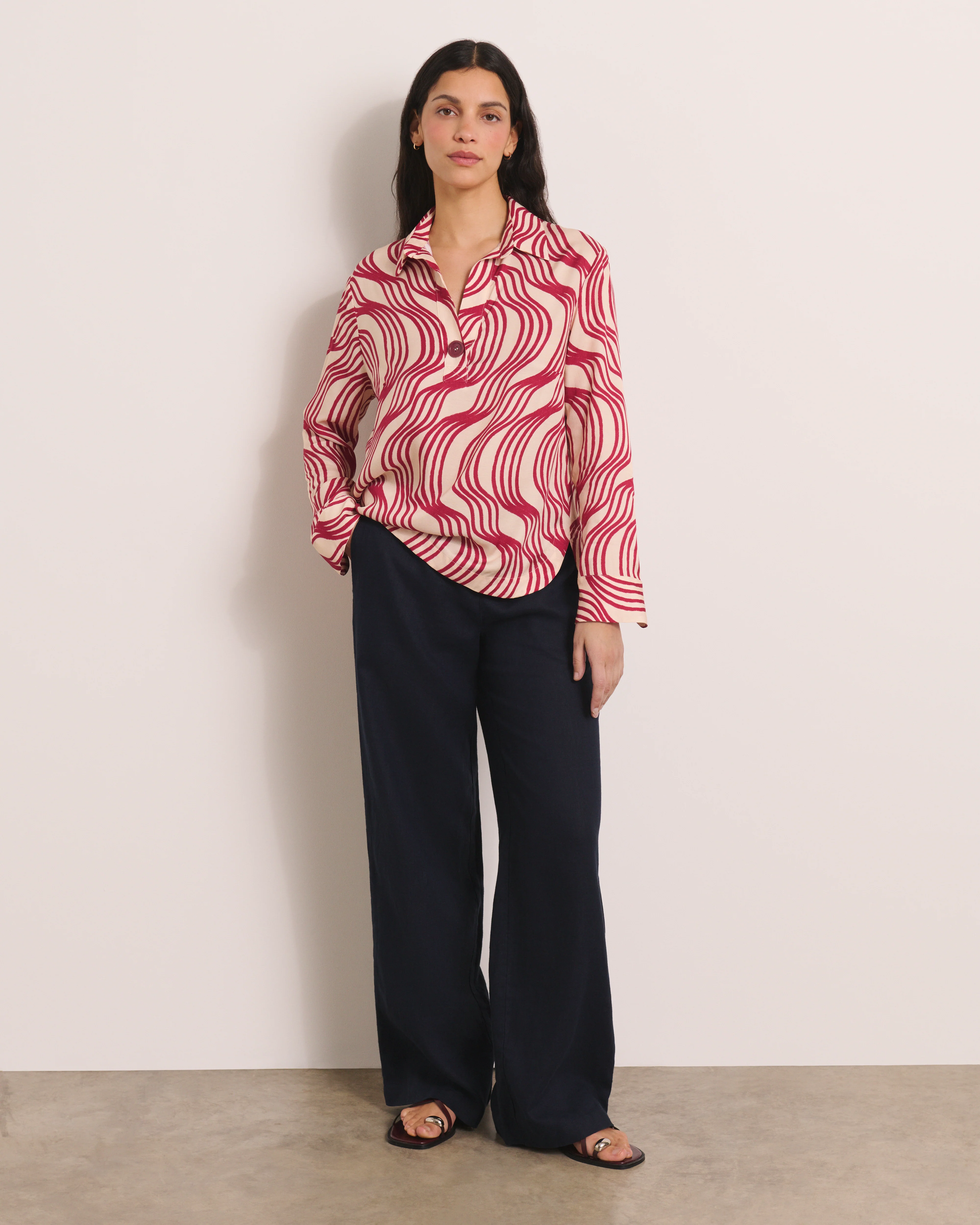 Blouse beige imprimée CALANQUE-BIS/13065/570