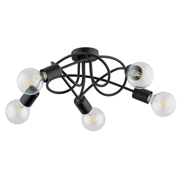 Lampa sufitowa czarna BOSTON 5xE27x15W wym: 17,5x52x52 cm Alfa