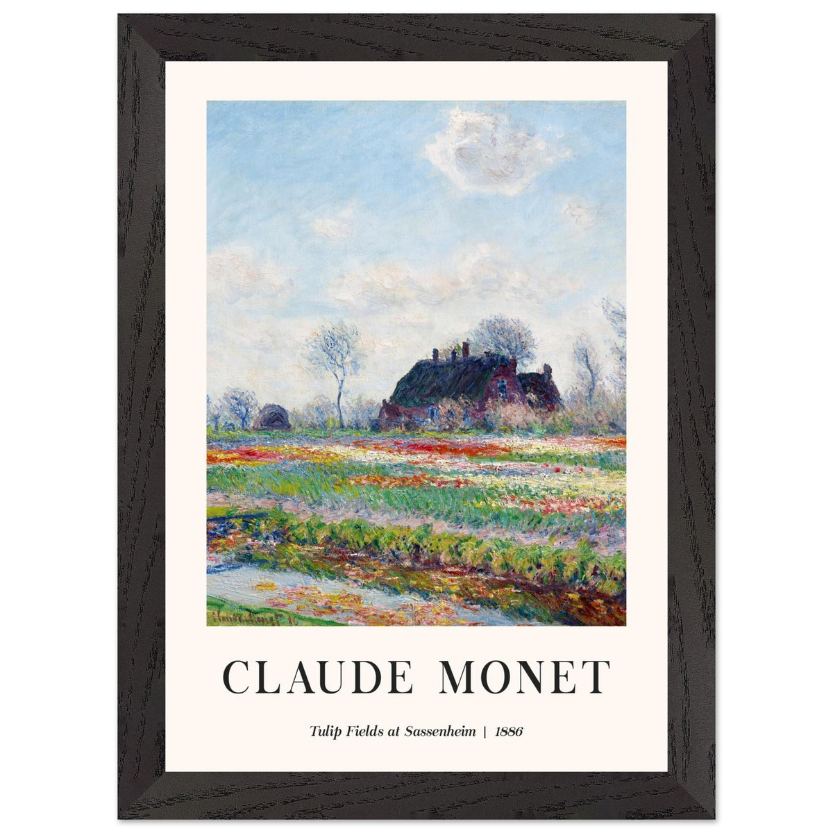 Artfulprints Poster met Lijst Claude Monet - Tulip fields at Sassenheim  - A4 21x29.7 cm - Meerkleurig