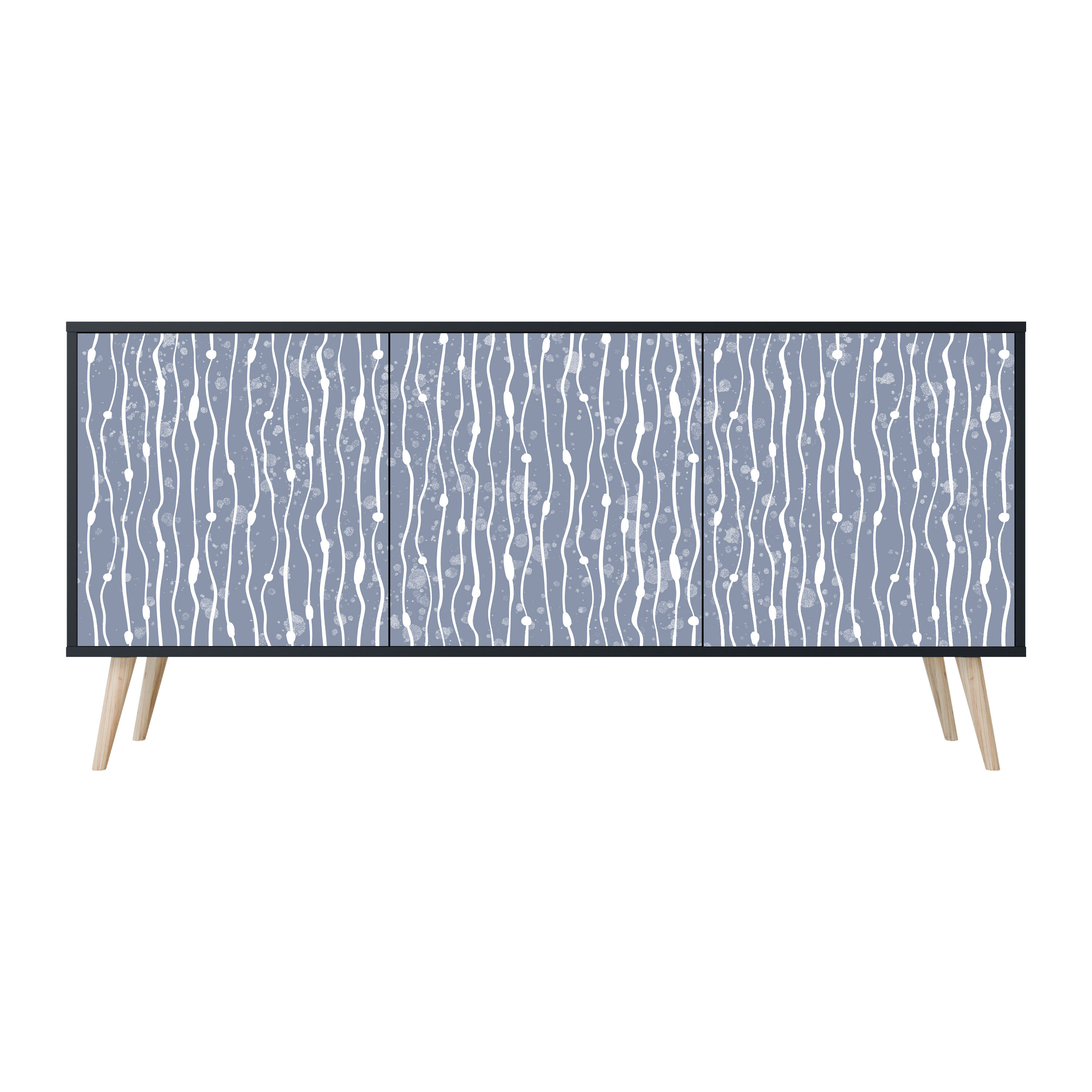 GRAPHITE RAIN Komoda 3 drzwi Czarna-Bukowa skośna