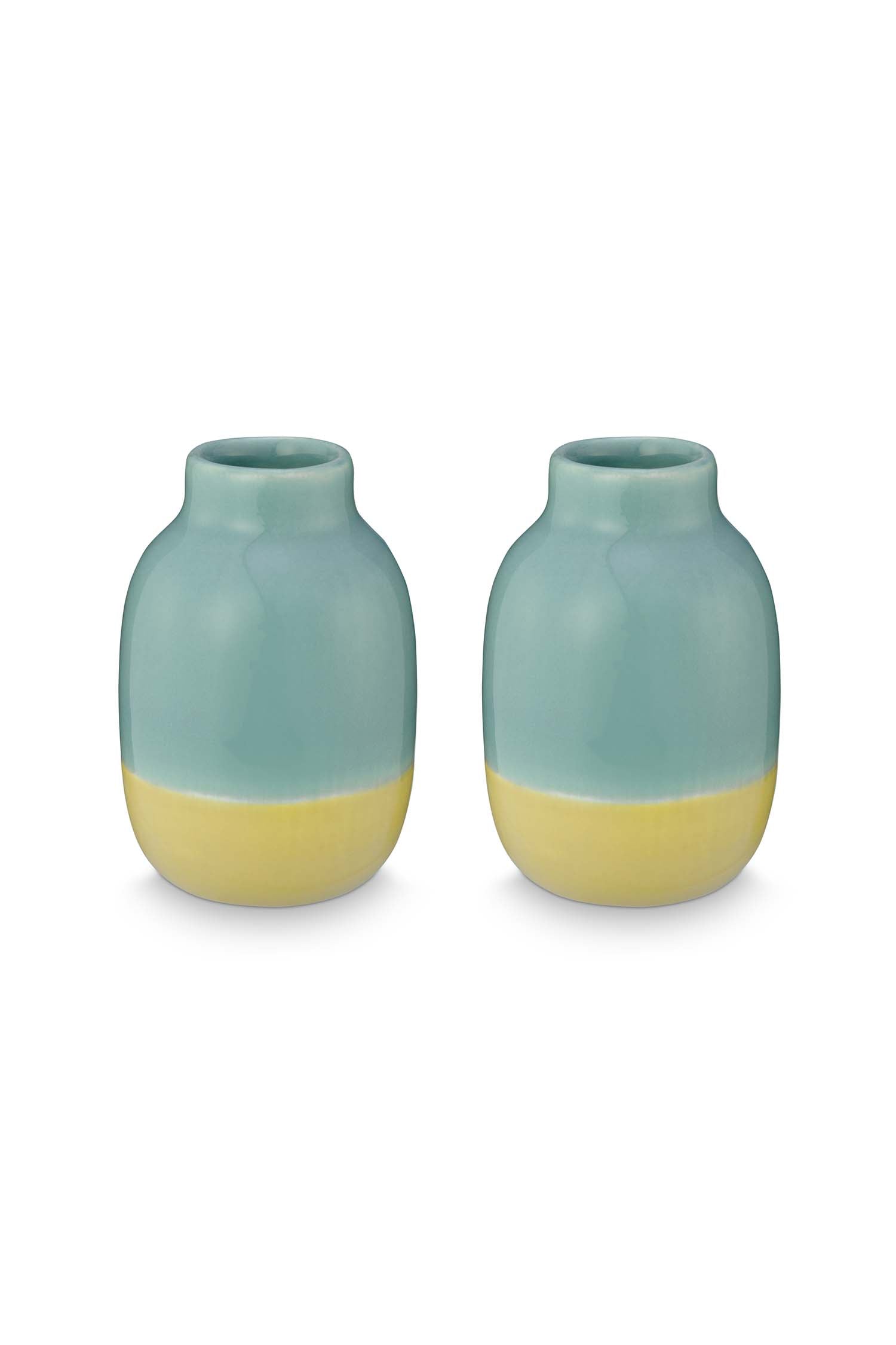 vtwonen Vaas - Keramiek - Lichtblauw - Set van 2 - 7cm