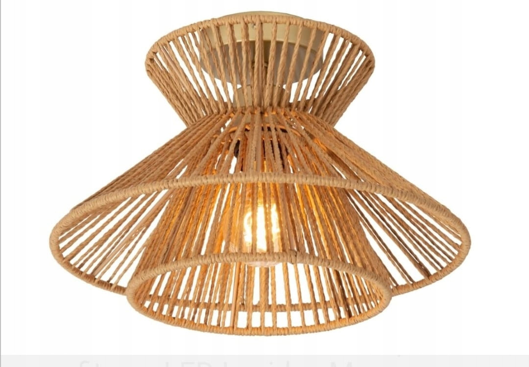 Lampa Sufitowa Wisząca Bambus BOHO Rattan Drewno Loft