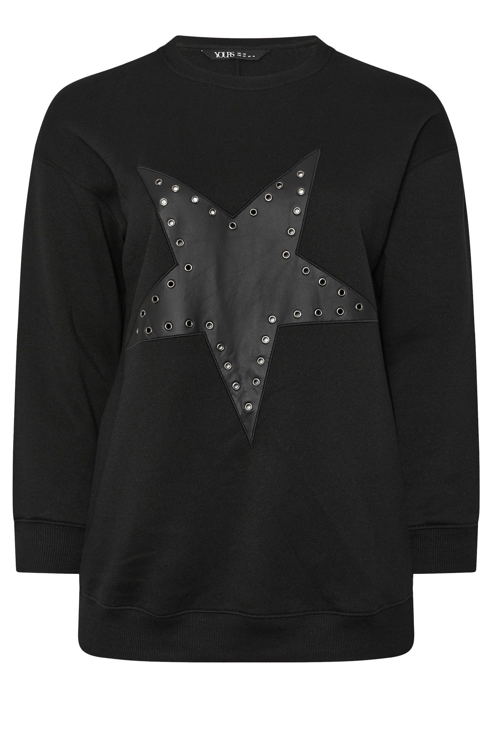 Yours Faux Leather Star Eyelet Sweatshirt