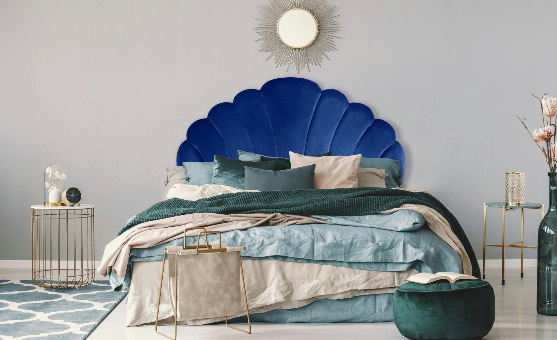 MERMAID - Tête de lit 140 cm velours bleu