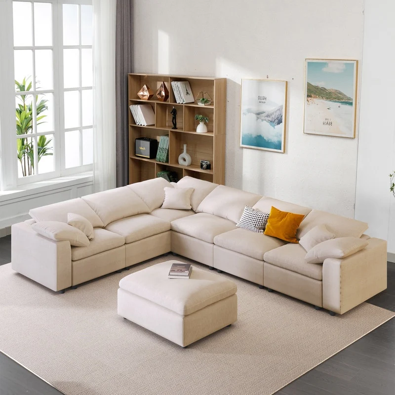 Oversized Modular L Shaped Sectional Sofa with Ottoman