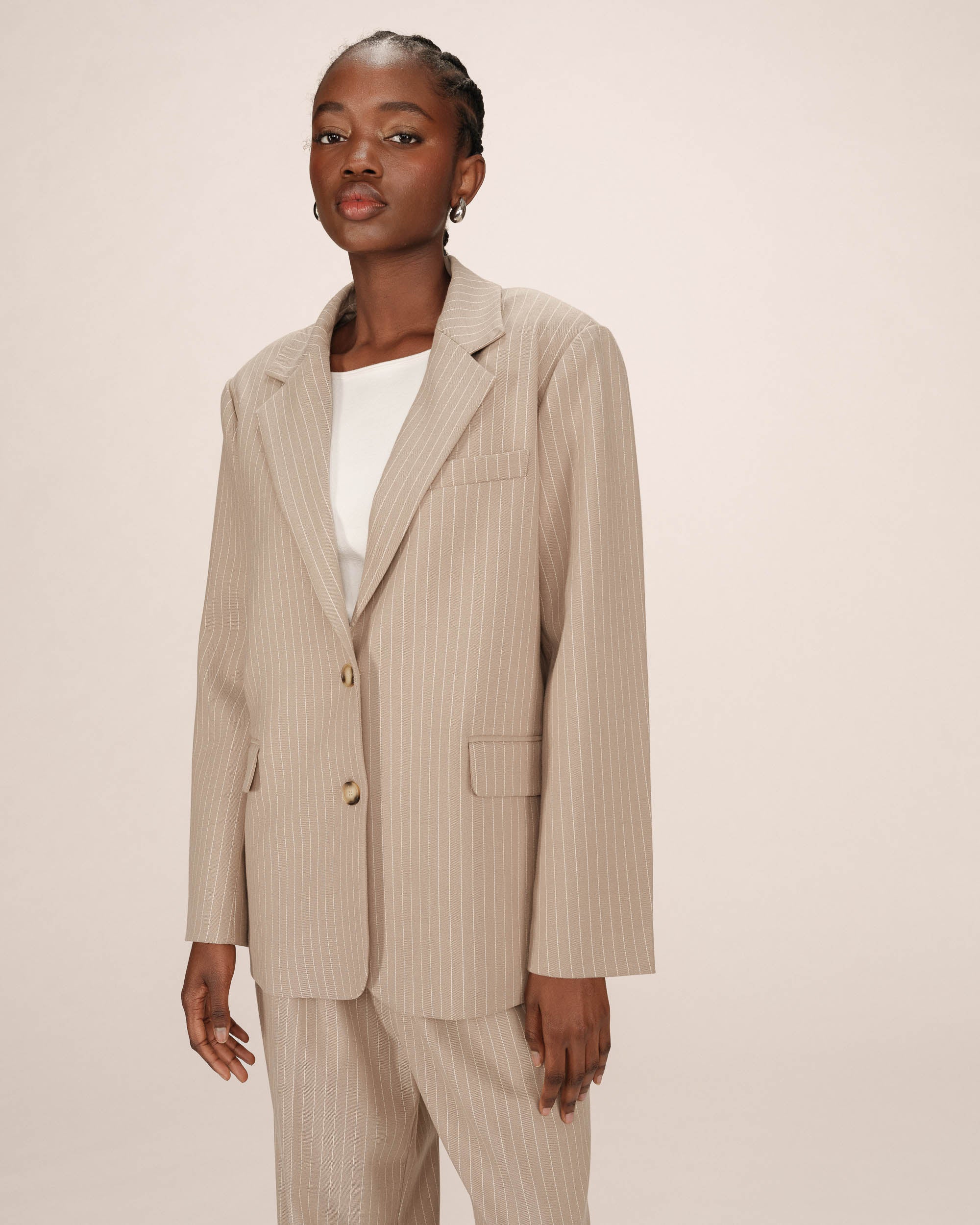 Blazer droit a rayures greige Silly