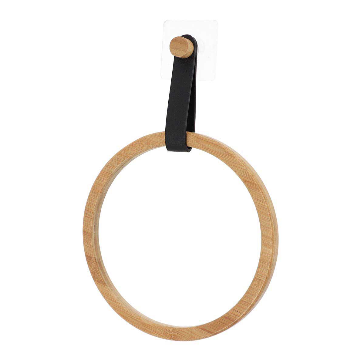 Toalheiro wc redondo em bambu com alça preta