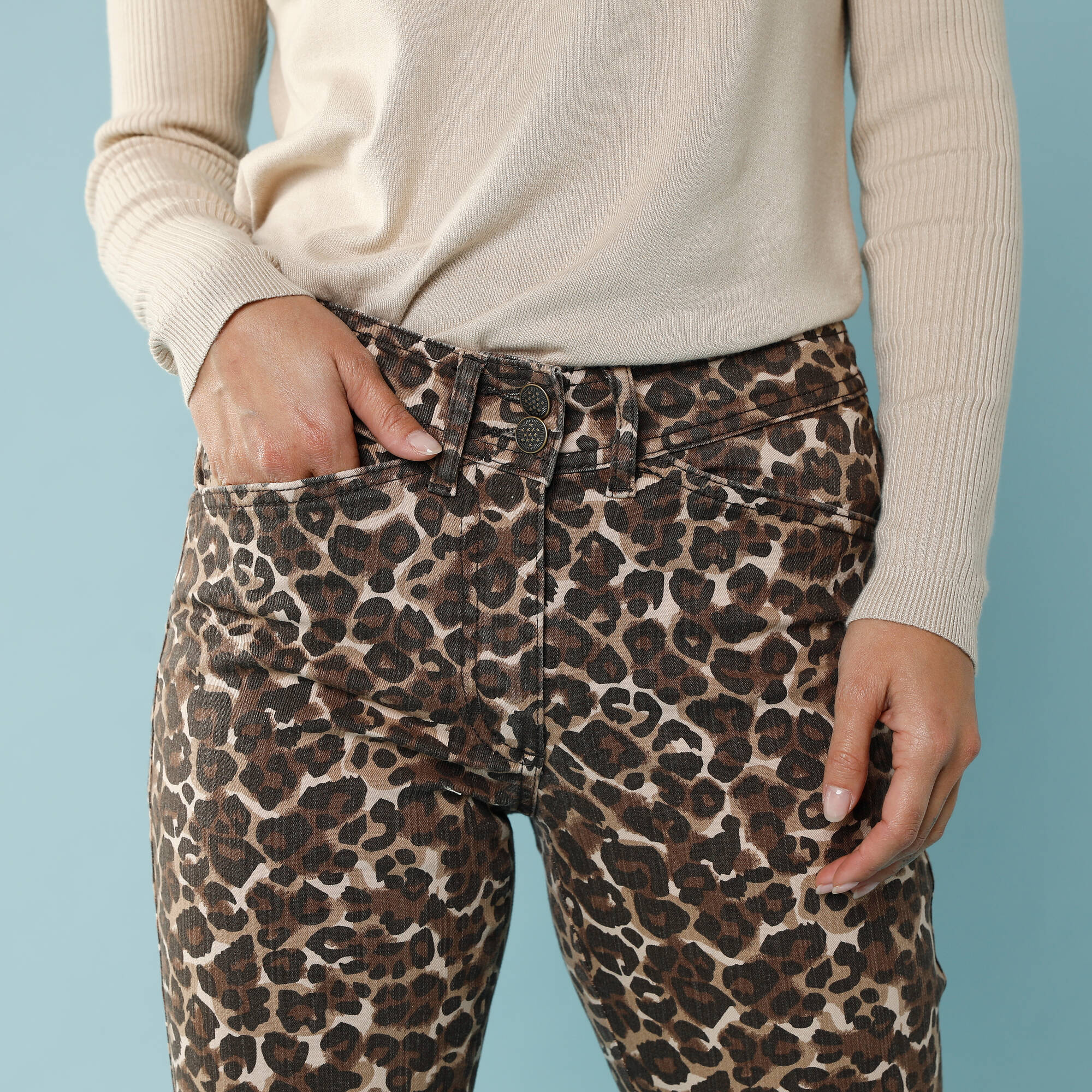 Pantalon droit imprimé léopard, Spécial Petites