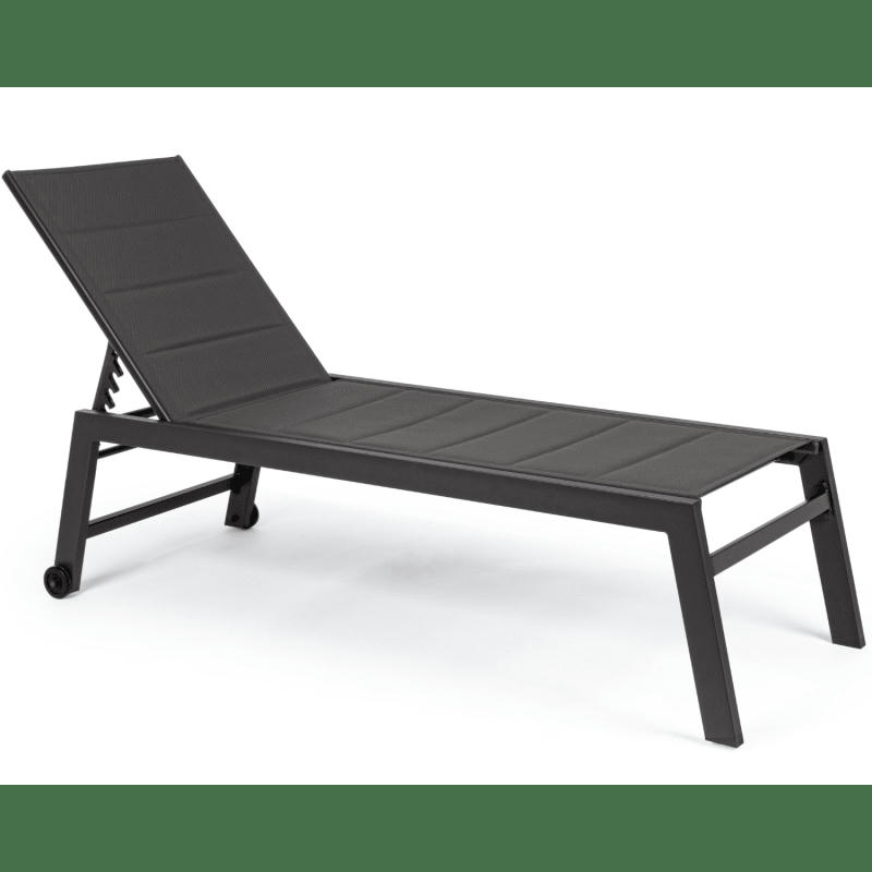 HILDE - Chaise longue haute aluminium et textilène gris anthracite