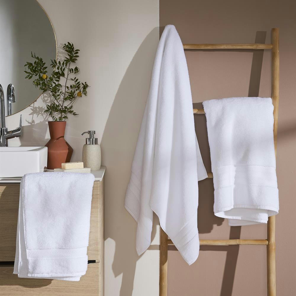 RIVIERA - Drap de bain en coton blanc 70x140 cm