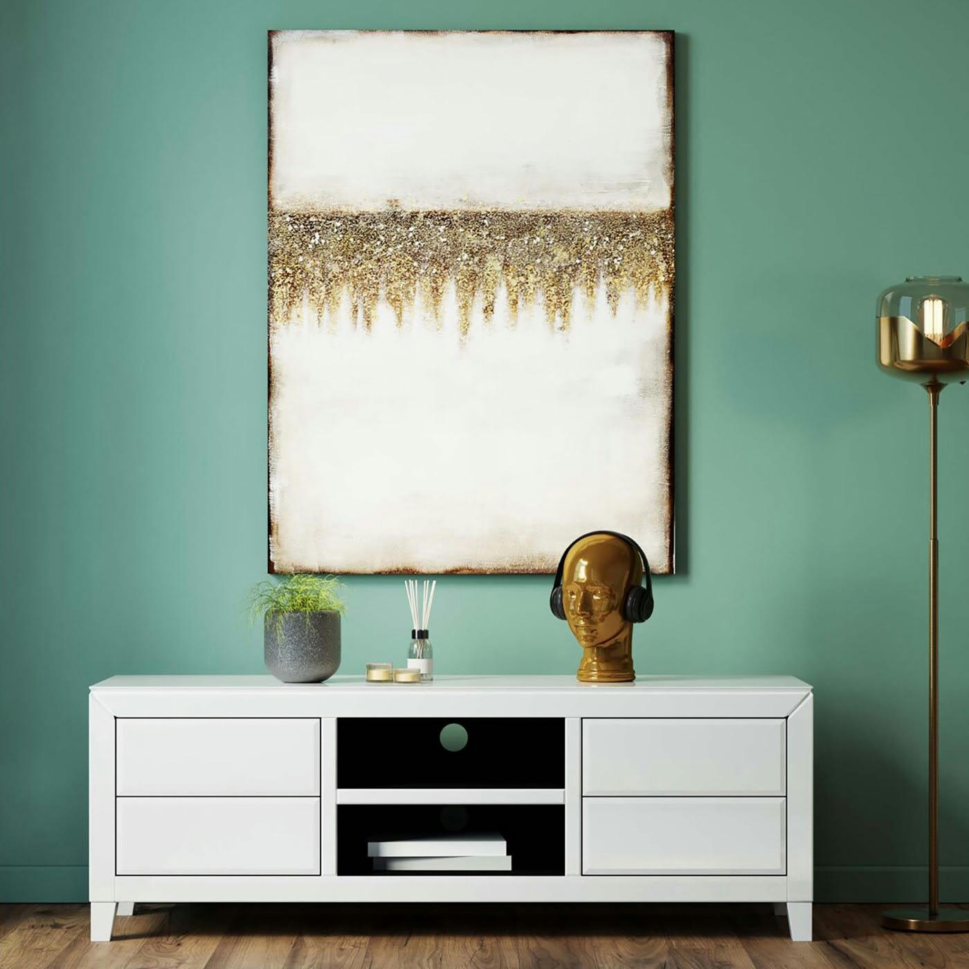 ABSTRACT FIELDS - Tableau abstrait gris et marron 90x120